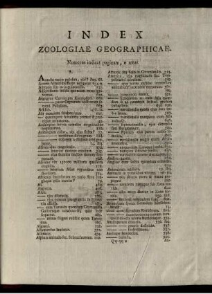 INDEX ZOOLOGIAE GEOGRAPHICAE