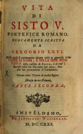 Vita Di Sisto V. Pontefice Romano. 2