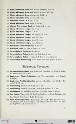 Steinzeug, Fayencen (Nr. 198-212)