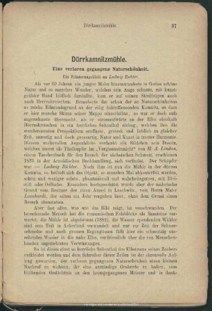 Dürrkamnitzmühle : Eine verloren gegangene Naturschönheit - Ein Erinnerungsblatt an Ludwig Richter