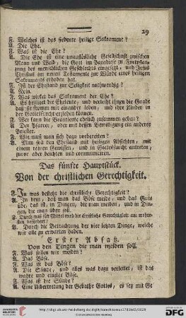 Das fuenfte Hauptstueck: Von der christlichen Gerechtigkeit