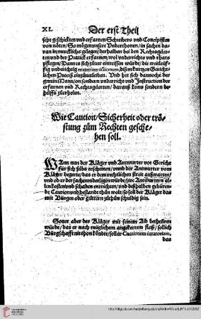 Wie Caution/Sicherheit oder tröstung zum Rechten geschehen soll