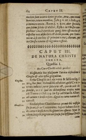 Caput III. De Natura Christi Humana.