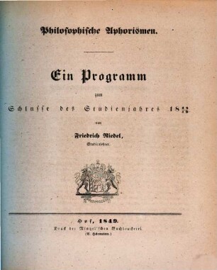 Philosophische Aphorismen