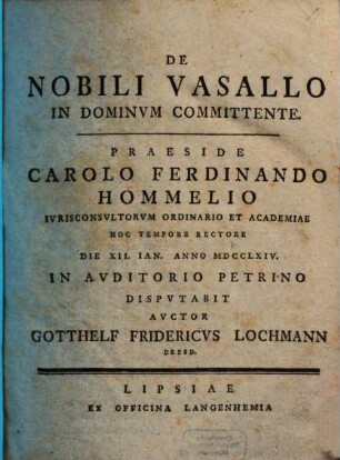De Nobili Vasallo In Dominvm Committente