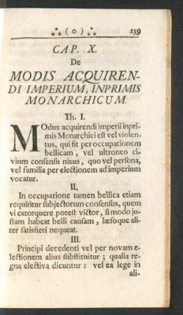 Cap. X. De Modis Acquirendi Imperium, Inprimis Monarchicum.