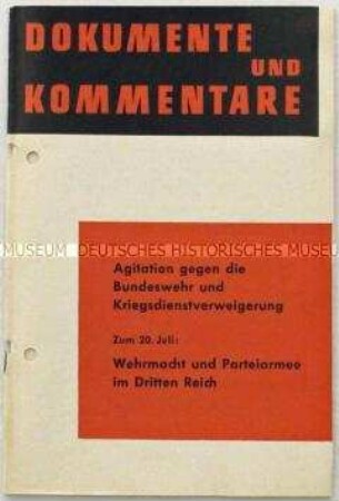 Beilage zur Monatsschrift "Information für die Truppe" u.a. zur Wehrmacht und Parteiarmee im Dritten Reich