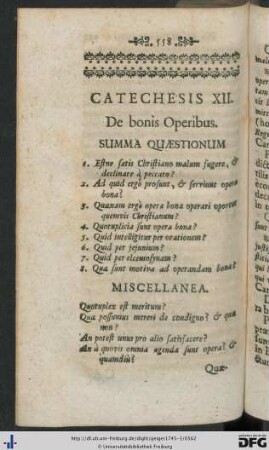 Catechesis XII. De bonis Operibus.