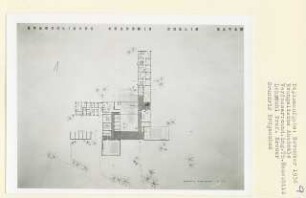 Evangelische Akademie, Berlin-Gatow (Diplomarbeit bei Willy Kreuer): Grundriss Erdgeschoss 1:200