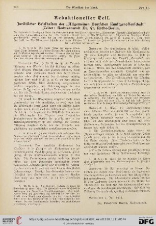 Juristischer Briefkasten der "Allgemeinen Deutschen Kunstgenossenschaft" : Leiter: Rechtsanwalt Dr. Fr. Rothe, Berlin