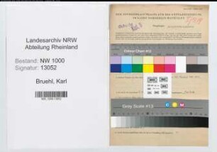 Entnazifizierung Karl Bruehl, geb. 28.04.1905 (Verwaltungsinspektor)