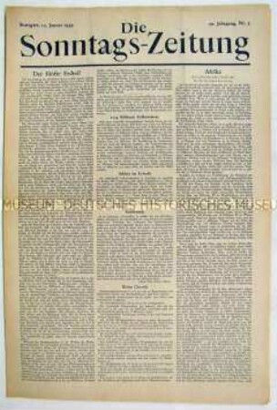 Wirtschaftspolitisches Wochenblatt "Die Sonntags-Zeitung"