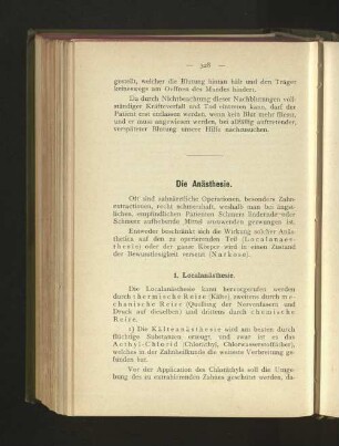 Die Anästhesie.