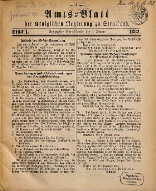 Amtsblatt der Preußischen Regierung zu Stralsund. 1882