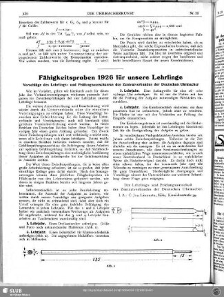 Fähigkeitsproben 1926 für unsere Lehrlinge