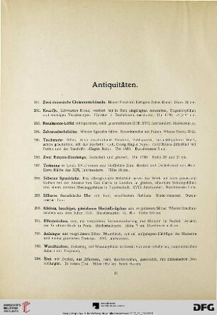 Antiquitäten (Nr. 281-549)