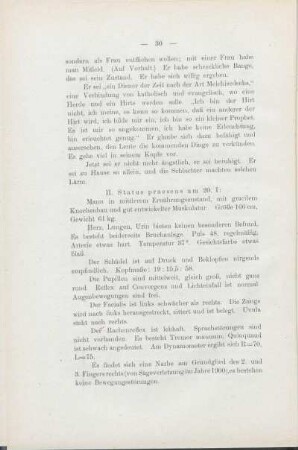 II. Status praesens am 20. I: