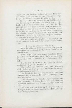 II. Status praesens am 20. I: