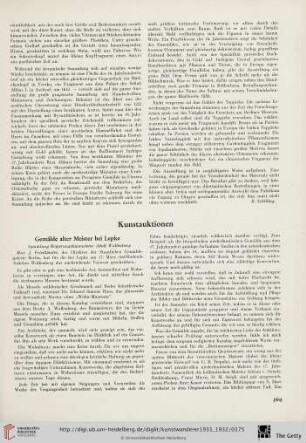 Kunstauktionen / Kunstausstellungen in Berlin / Londoner Kunstschau / Neue Kunstbücher