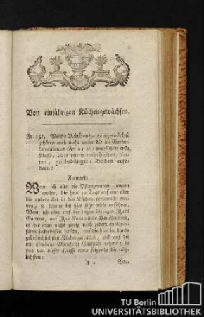[A.] Von einjährigen Küchengewächsen.