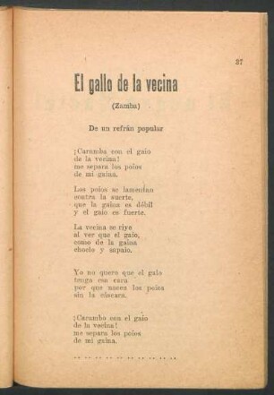 El gallo de la vecina : (Zamba)