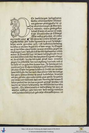 Widmungsbrief von Wyle an Pfalzgräfin Mechthild, Erzherzogin von Österreich, Esslingen 1.3.1462