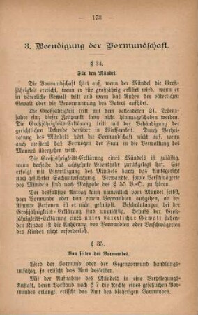 3. Beendigung der Vormundschaft.