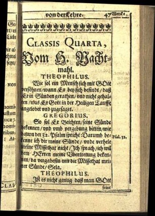 Classis Quarta, Vom H. Nachtmahl.