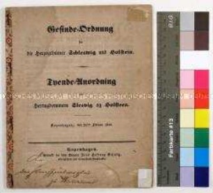 Gesinde-Ordnung für die dänischen Herzogtümer Schleswig und Holstein (in dänischer und deutscher Sprache)