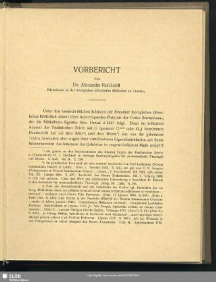 Vorbericht