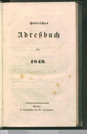 1849: Hallisches Adreßbuch : für ...