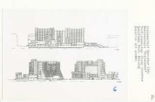 Sonderschule [Pestalozzi], Berlin-Schöneberg (Diplomarbeit bei Peter Poelzig): Gleditschstraße, Pallasstraße, Ansichten und Schnitte 1:200