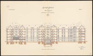 Oberlandesgericht, Köln Geschäftsgebäude: Längenschnitt 1:100