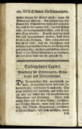 Siebenzehntes Capitel. Anleitung für Schwangere, Gebärende und Wöchnerinnen.