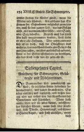 Siebenzehntes Capitel. Anleitung für Schwangere, Gebärende und Wöchnerinnen.