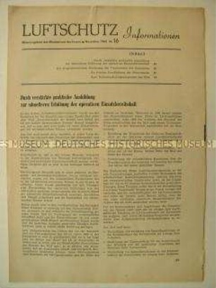 Mitteilungsblatt des Ministeriums des Innern der DDR zum Luftschutz
