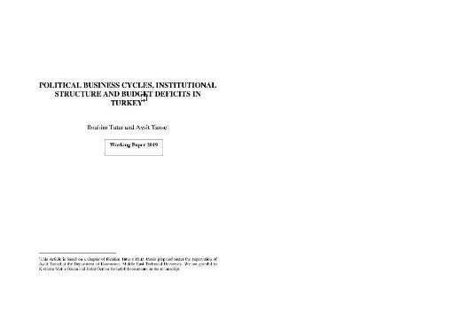 Political Business Cycles, Institutional Structure and Budget Deficits in Turkey