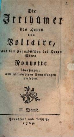 Die Irrthümer des Herrn von Voltaire, 2