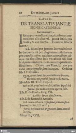 Caput II. De Translatis Januae Significationibus