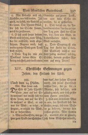 XIV. Christliche Gesinnungen gegen Jesum, den Heiland der Welt.