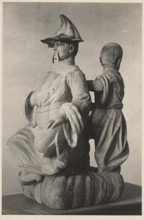 Chinese mit Diener, Holzfiguren : Fasanenschlösschen, Bekrönung der Laterne, Chinese mit Diener, Holzfiguren