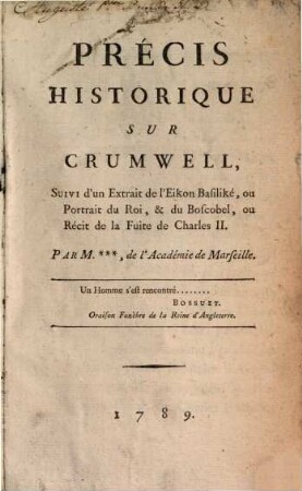 Précis historique sur Cromwell