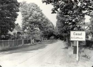 Straßenraum in Casel : Gesellschaftliche Volkskultur - Frühling/Sommer. Ort: Kózle / Casel. Dorfstraße, aus Calau kommend
