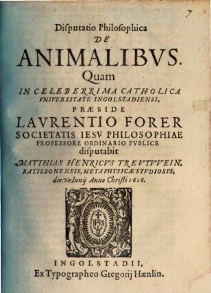 Disputatio Philosophica De Animalibvs
