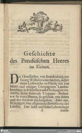 Geschichte des Preussischen Heeres im Kleinen