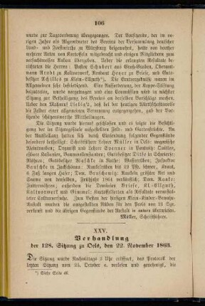 XXV. Verhandlung der 128. Sitzung zu Oels, den 22. November 1863