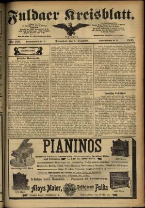 Zweite Ausgabe vom Samstag, den 01. Dezember 1906.