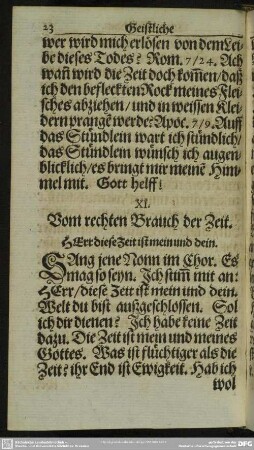 XI. Vom rechten Brauch der Zeit