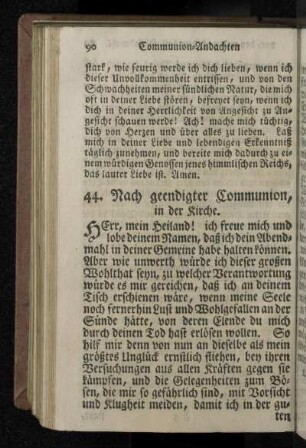 44. Nach geendigter Communion, in der Kirche.