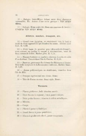 Albâtre, marbre, fresques, etc.